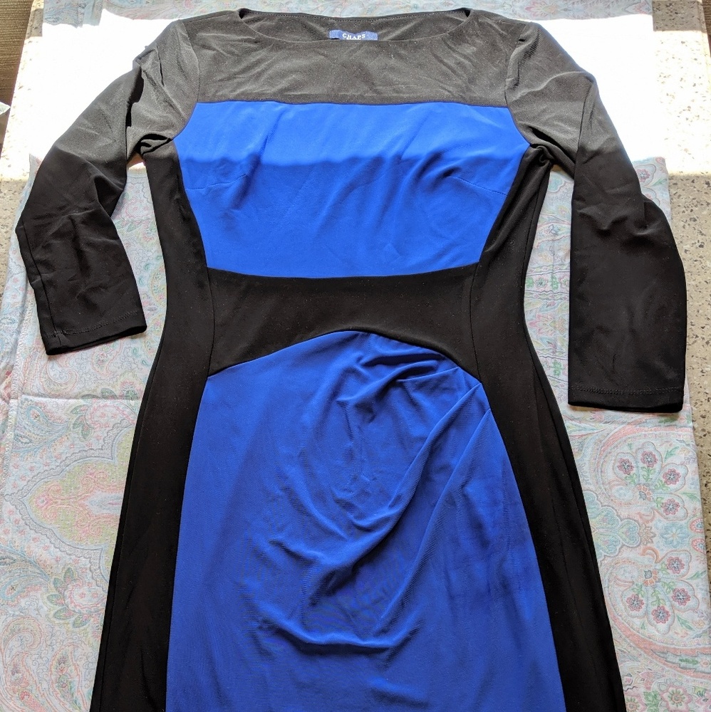 Chaps Formal Dress in Black and Royal Blue